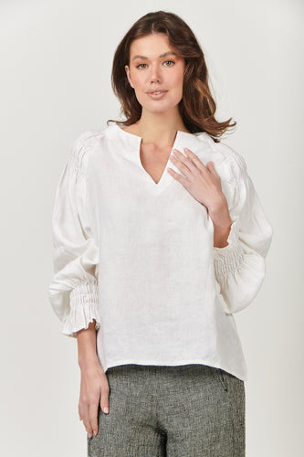 Naturals by O&J Linen Blouse - White