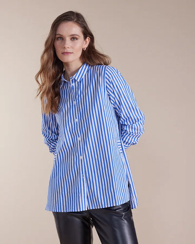 Marco Polo Essential Long Sleeve Stripe Shirt - Blue Quartz