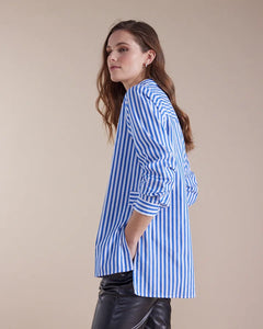 Marco Polo Essential Long Sleeve Stripe Shirt - Blue Quartz