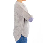 Load image into Gallery viewer, Bow &amp; Arrow Grey Swing Jumper with  Blue Stripe Patches