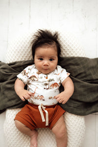 Snuggle Hunny Short Sleeve  Dino Organic Baby Baby Bodysuit