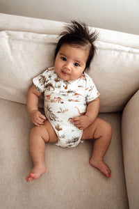 Snuggle Hunny Short Sleeve  Dino Organic Baby Baby Bodysuit