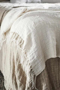 Eadie Lifestyle Bedouin Oversized Linen Throw - Ivory 30% OFF