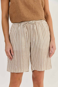 Naturals by O&J Linen Stripe Shorts - Ginger Slice