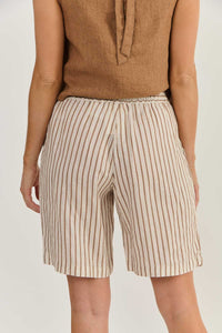 Naturals by O&J Linen Stripe Shorts - Ginger Slice