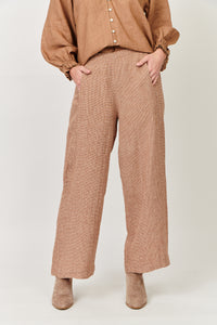 Naturals by O & J Linen Pants Puppytooth - Chia