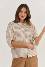 Load image into Gallery viewer, Naturals by O&amp;J Linen Stripe Blouse - Ginger Slice