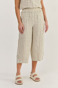 Naturals Linen Check Pants - Nougat