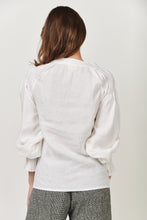 Load image into Gallery viewer, Naturals by O&amp;J White Linen Ruffle Neck Top - White