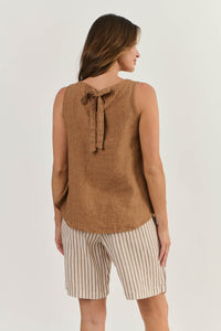 Naturals Linen Sleevless Top - Gingerbread