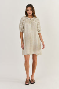 Naturals Linen Check Dress - Nougat