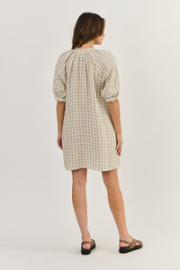 Naturals Linen Check Dress - Nougat