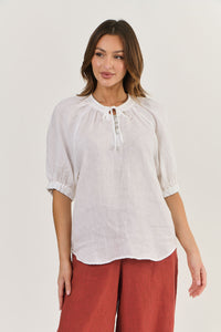 Naturals by O&J Linen Blouse - White