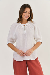 Naturals by O&J Linen Blouse - White