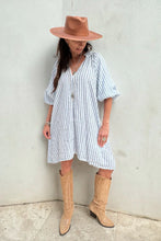 Load image into Gallery viewer, Bypias Getaway Stripe Linen Tunic - Blue &amp; White