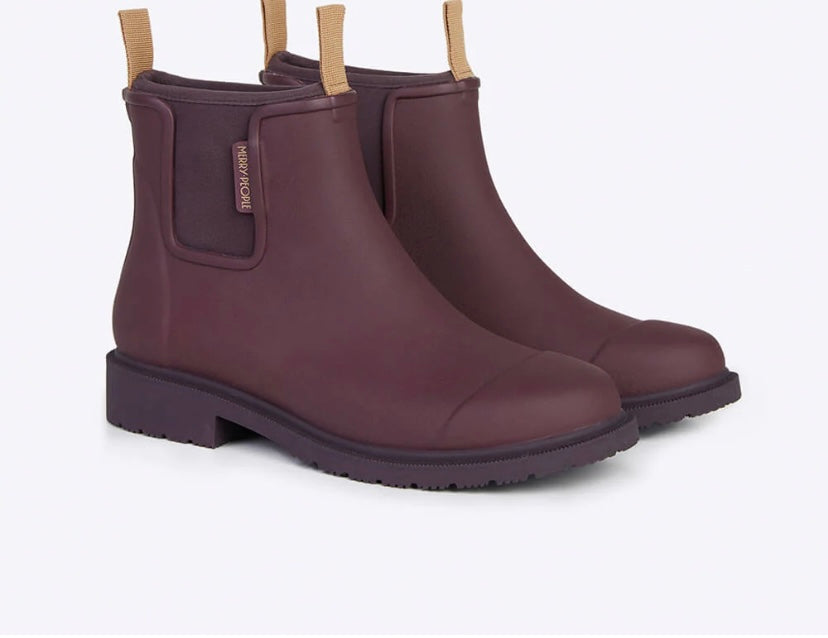 Merry People Ankle Gum Boots - Dark Cherry