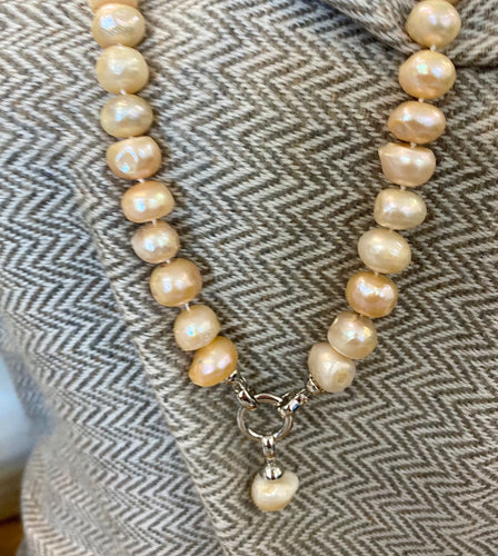ime - Pearl necklace - Potato Pearl with drop Pearl Enhancer  - Peach