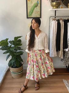 KloTH Emporium Layla Linen Skirt - Vintage Garden - 2 Lengths