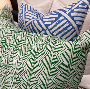 Bespoke Cushion by Trouvé Indoor / Outdoor Fabric Green and White