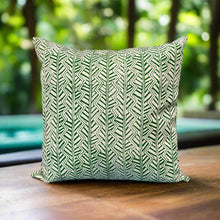 Load image into Gallery viewer, Bespoke Cushion by Trouvé Indoor / Outdoor Fabric Green and White