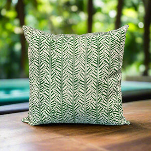 Bespoke Cushion Cover by Trouvé Indoor / Outdoor Fabric Green and White