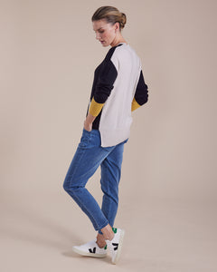 Marco Polo Long Sleeve Color Block Sweater
