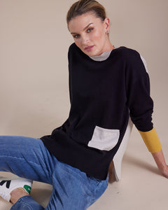 Marco Polo Long Sleeve Color Block Sweater
