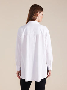 Marco Polo Long Sleeve Relaxed Cotton Shirt - White