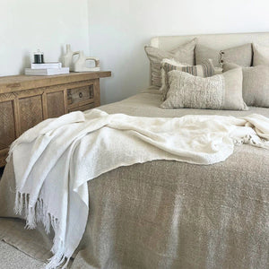 Eadie Lifestyle Bedouin Oversized Linen Throw - Ivory