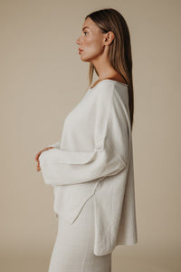 Talamaya Retreat Cotton Pullover - Dusty Olive & White / Silver & Salt