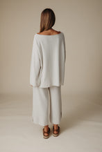 Load image into Gallery viewer, Talamaya Retreat Cotton Pullover - Dusty Olive &amp; White / Silver &amp; Salt