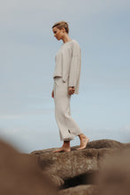 Load image into Gallery viewer, Talamaya Retreat Cotton Twist Pant Dusty Olive &amp; White / Silver &amp; Salt