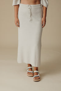 Talamaya Retreat Cotton Skirt - Silver White