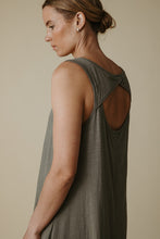 Load image into Gallery viewer, Talamaya Shorline Fine Slub Organic Cotton Dress - Pebble / Dusty Olive