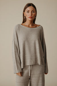 Talamaya Retreat Cotton Pullover - Dusty Olive & White / Silver & Salt