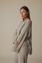 Load image into Gallery viewer, Talamaya Retreat Cotton Pullover - Dusty Olive &amp; White / Silver &amp; Salt