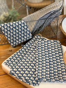 Napkins Tree Pattern - Blue and Natural